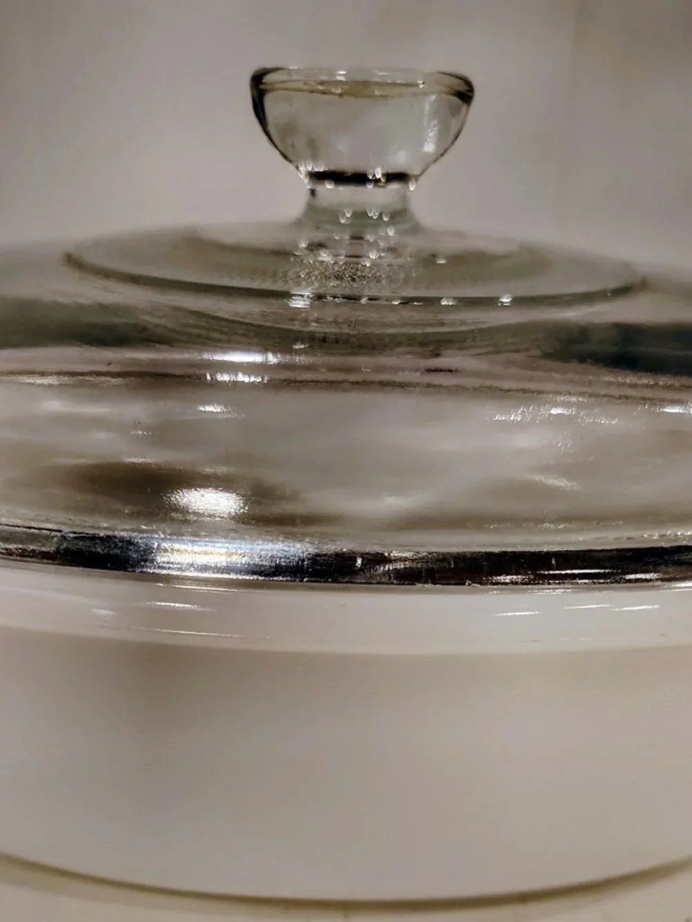 Vintage Glasbake Casserole Dish w/ Lid, 1 QT, Milk Glass